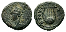 Seleukis and Pieria, Antioch Æ Dichalkon. Pseudo-autonomous issue, time of Hadrian, Obverse: laureate and draped bust of Apollo left Reverse: lyre

We...
