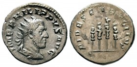 Philip I. A.D. 244-249. AR antoninianus. FIDES EXERCITVS.

Weight: 3,32 gr
Diameter: 21,00 mm