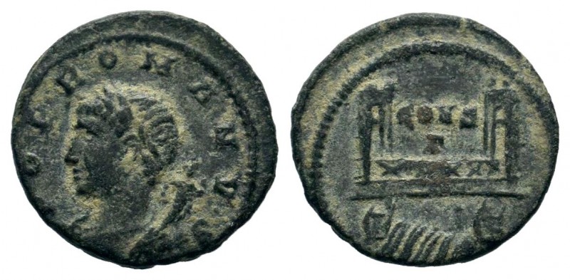 POP ROMANVS AE4 from Constantinople mint. 330 AD. Genius Populus Romanus laureat...