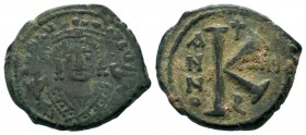 MAURICE TIBERIUS. 582-602 AD. Æ

Weight: 5,57 gr
Diameter: 21,00 mm