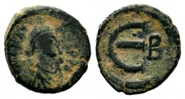Justinian I, 527-565 AD.

Weight: 2,26 gr
Diameter: 15,00 mm