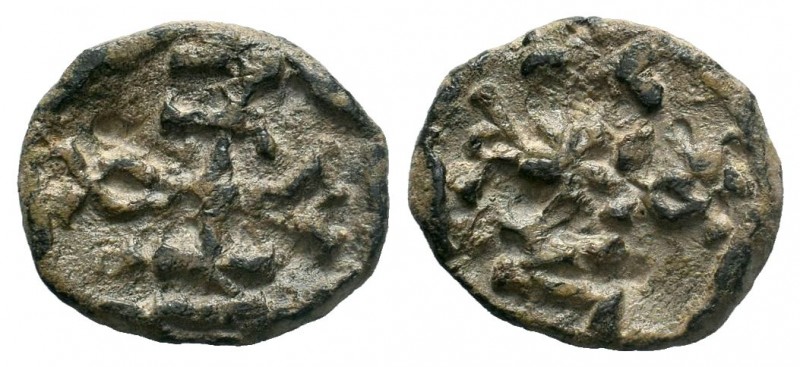 Byzantine lead seal of Naoum chartoularios
(6th/7th cent.)

Obverse: Cruciform m...