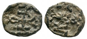 Byzantine lead seal of Naoum chartoularios
(6th/7th cent.)

Obverse: Cruciform monogram, reading as: ΝΑΟΥΜ = Ναοὺμ (Of Naoum).

Reverse: Cruciform mon...
