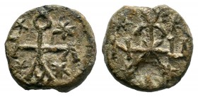 Byzantine lead seal of Paul honorary consul. (6th/7th cent.)

Obverse: Cruciform monogram, inscribed in 4 corners by a star: ΠΑΥΛΟΥ = Παύλου (Of Paul)...