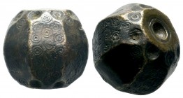 Byzantine bronze barrel weight with ring and dot motifs 11th-12th century AD 

Weight: 148,00 gr
Diameter: 28,00 mm