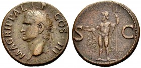 IN MEMORIAM MARKUS R. WEDER
RÖMISCHE MÜNZEN.  KAISERZEIT.  Agrippa, gest. 12 v. Chr. As, postum, unter Caligula (37-41), Kopf mit Rostralkrone n.l. R...