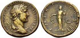 IN MEMORIAM MARKUS R. WEDER
RÖMISCHE MÜNZEN.  KAISERZEIT.  Hadrianus, 117-138. Sesterz, 119-122. Drap., gep. Büste mit L. n.r. Rv. PM TR P - COS III ...
