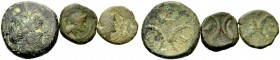 GRIECHISCHE MÜNZEN
BRUTTIUM.  KROTON.  Bronze, 330-250 v. Chr. Kopf der Persephone mit Ährenkranz n. r. Rv. K-P-O in drei Mondsicheln. 4,40 g. SNG Mü...