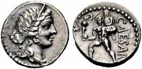 RÖMISCHE MÜNZEN
IMPERATORISCHE PRÄGUNGEN.  Julius Caesar, gest. 44 v. Chr. Denar, Afrika, 47-46 v. Chr. Kopf der Venus mit D. n. r. Rv. CAESAR Aeneas...