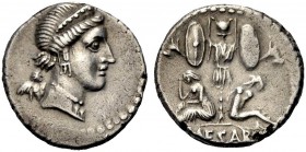 RÖMISCHE MÜNZEN
IMPERATORISCHE PRÄGUNGEN.  Julius Caesar, gest. 44 v. Chr. Denar, 46-45 v. Chr. Kopf der Venus mit Diadem n.r., dahinter Cupido. Rv. ...