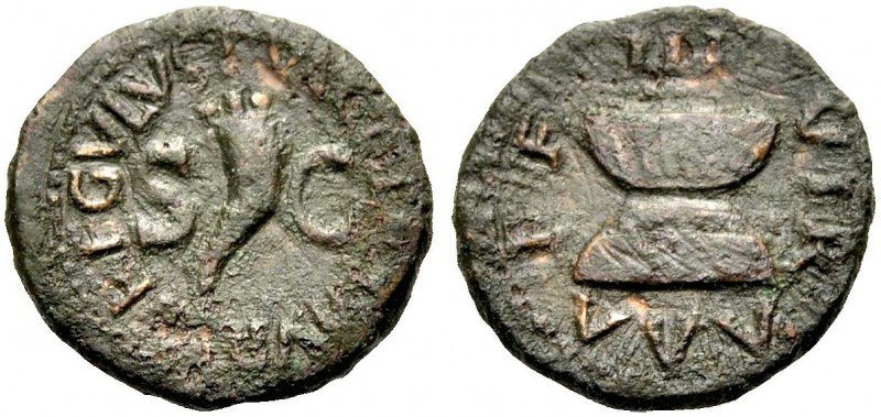 RÖMISCHE MÜNZEN
KAISERZEIT.  Augustus, 27 v. Chr. -14 n. Chr. Quadrans, 9 v. Ch...