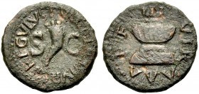 RÖMISCHE MÜNZEN
KAISERZEIT.  Augustus, 27 v. Chr. -14 n. Chr. Quadrans, 9 v. Chr. /8 n. Chr. Pulcher, Taurus und Regulus als IIIviri monetales, Rom. ...