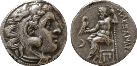 KINGS OF MACEDON. Alexander III 'the Great' (336-323 BC). Drachm. 'Kolophon'.
Obv: Head of Herakles right, wearing lion skin.
Rev: AΛΕΞΑΝΔΡΟΥ.
Zeus se...