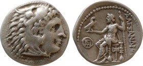 KINGS OF MACEDON. Alexander III 'the Great' (336-323 BC). Drachm. Miletos.
Obv: Head of Herakles right, wearing lion skin.
Rev: AΛEΞANΔPOY.
Zeus seate...