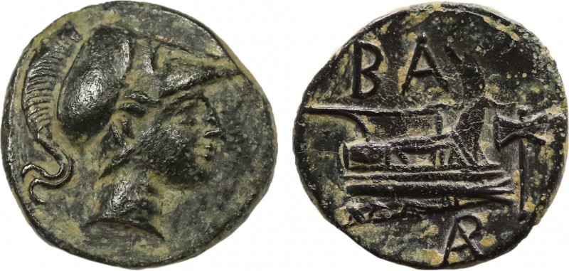 KINGS OF MACEDON. Demetrios I Poliorketes (306-283 BC). Ae. Salamis.
Obv: Helmet...