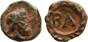 THRACE. Uncertain ? . (300-200 BC). Ae. Obv: Draped Bust of zeus. Rev: Wreath BA. Sng ; . Very Rare Condition:Good very fine.
Weight: 2.16 g.
Diameter...