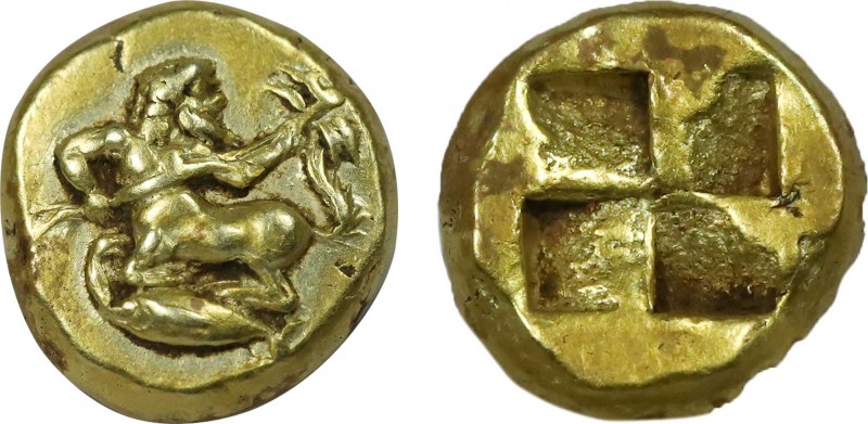 MYSIA. Kyzikos. EL Hekte (Circa 450-400 BC).
Obv: Centaur advancing left, pulli...