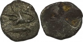 MYSIA. Kyzikos. Hemiobol (Circa 500 BC).
Obv: Tunny left; below, lotus right.
Rev: Incuse punch.
Rosen 520; cf. Klein 261 (Obol).
Condition: Very fine...