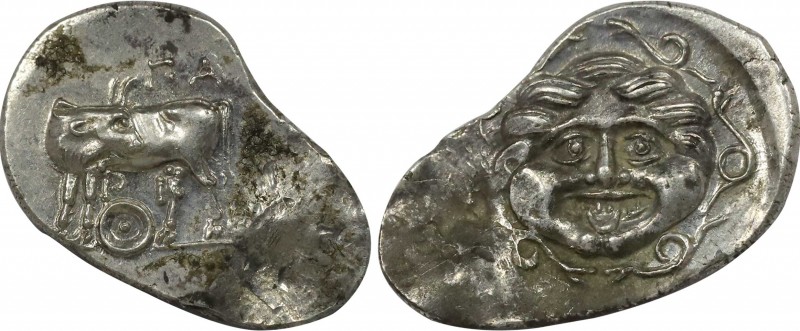 MYSIA. Parion. Hemidrachm (4th century BC).
Obv: ΠΑ / ΡΙ.
Bull, with head right,...