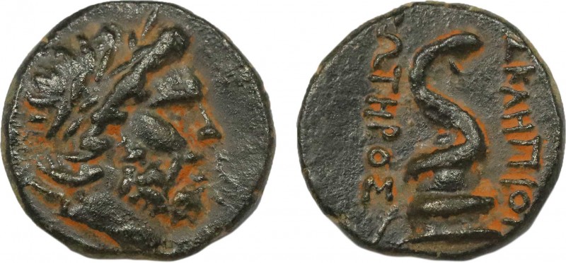 MYSIA. Pergamon. Ae (Circa 133-27 BC).
Obv: Laureate head of Asklepios right. c/...