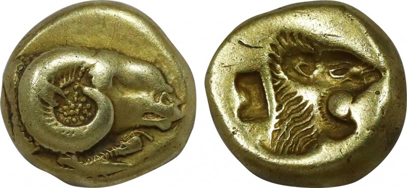 LESBOS. Mytilene. EL Hekte (Circa 521-478 BC).
Obv: Head of ram right; below, co...