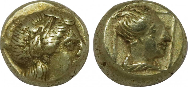 LESBOS. Mytilene. EL Hekte (Circa 377-326 BC).
Obv: Laureate head of Apollo (or ...