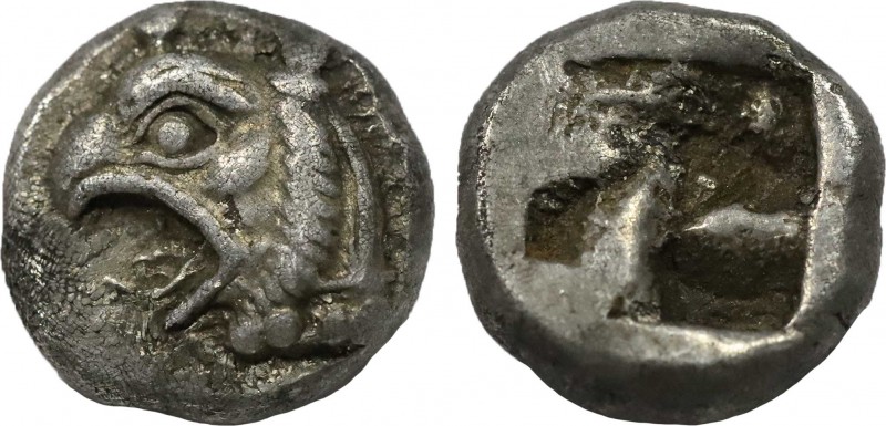 IONIA. Phokaia. Diobol (Circa 521-478 BC).
Obv: Head of griffin left.
Rev: Rough...