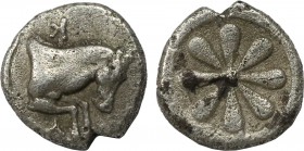 IONIA. Erythrai. Hemiobol (Circa 480-450 BC).
Obv: Forepart Horse.
Rev: Rosette of ten petals within incuse square.
SNG Copenhagen :- SNG von Aulock ;...