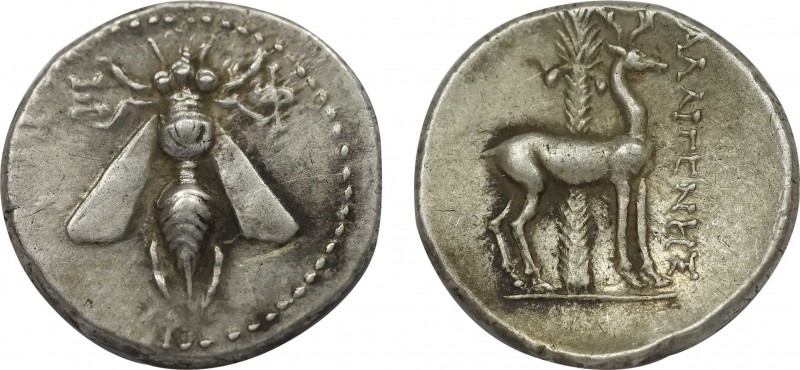 IONIA. Ephesos. Drachm (202-150 BC). Kalligenes, magistrate.
Obv: E - Φ.
Bee.
Re...