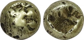 KINGS OF LYDIA. Time of Alyattes to Kroisos (Circa 620/10-550/39 BC). EL 1/24 Fourrée  Stater. Sardes. Obv: Head of roaring lion right, with star on f...
