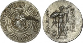 KINGS OF MACEDON. Antigonos II Gonatas. (277/6-239 BC). Tetradrachm. Pella.
Obv: Macedonian shield with head of Pan right on boss.
Rev: ΒΑΣΙΛΕΩΣ / ΑΝΤ...