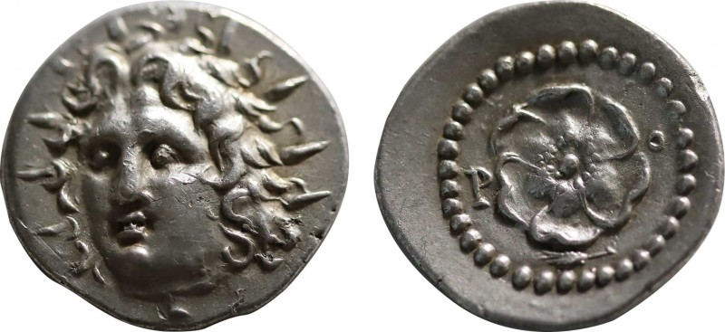 CARIA. Rhodes. Drachm (Circa 88/42 BC-AD 14).
Obv: Radiate head of Helios facin...