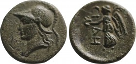 PAMPHYLIA. Side. Time of Nero or Later, mid 1st-mid 2nd century . Obv: Head of Athena to left right, wearing crested Corinthian helmet. Rev. CI-ΔH Nik...