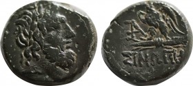PAPHLAGONIA. Sinope. Ae (Circa 95-90 or 80-70 BC). Struck under Mithradates VI Eupator.
Obv: Laureate head of Zeus right.
Rev: ΣΙΝΩΠΗΣ.
Eagle, with he...