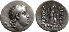 KINGS OF CAPPADOCIA. Ariobarzanes I Philoromaios (96-63 BC). Drachm. Mint A (Eusebeia under Mt. Argaios). Dated RY 14 (82/1 BC). Obv: Diademed head ri...