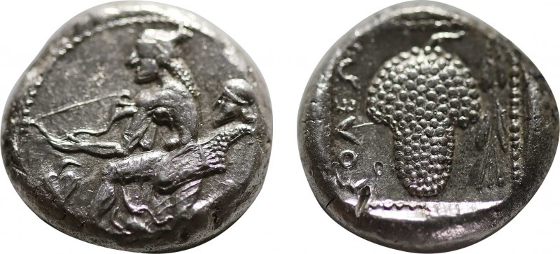 CILICIA. Soloi. Stater (Circa 410-375 BC).
Obv: Amazon kneeling left, stringing...