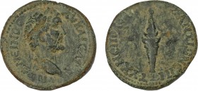 THRACE. Byzantium. Antoninus Pius. (138-161). Obv: AVT KAICAP ANTΩNIN, laureate and draped bust right. Rev: Torch. Schönert-Geiss, Byzantion 1382 var....