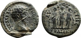 THRACE, Traianopolis. Marcus Aurelius.(161-180). Ae. Obv: Bare head right. Rev: The Three Graces. Schönert-Geiss 89; SNG Copenhagen -; BMC -; Staal Fi...