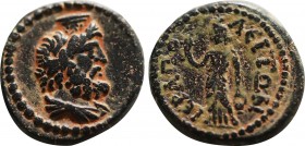 PHRYGIA. Hierapolis. Pseudo-autonomous (2nd-3rd centuries). Ae. Obv: Draped bust of Serapis right, wearing calathus. Rev: ΙЄΡΑΠOΛЄΙΤΩΝ. Isis standing ...