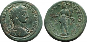 PISIDIA. Antiochia. Elagabalus (AD 218-222) Ae. Obv: Laureate, draped, and cuirassed bust. Rev: Tyche standing l., holding patera and cornucopiae. SNG...