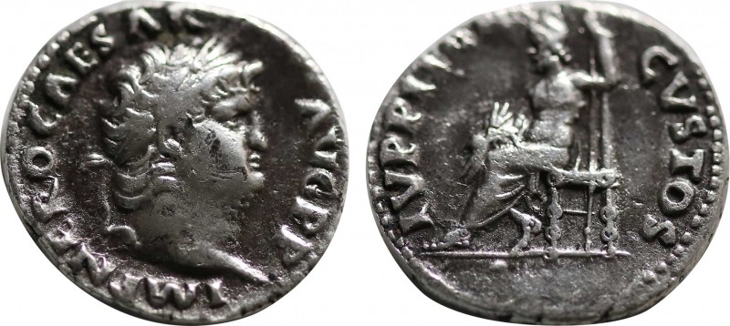 NERO (54-68). Denarius. Rome.
Obv: NERO CAESAR AVGVSTVS.
Laureate head right.
Re...