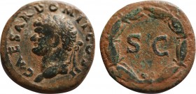 DOMITIAN (Caesar, 69-81). As. Rome, possibly for circulation in Syria.
Obv: CAESAR DOMIT COS II.
Laureate head left.
Rev: Large S C within wreath....