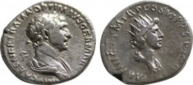 TRAJAN (98-117). Denarius. Rome.
Obv: IMP CAES NER TRAIANO OPTIM AVG GERM DAC.
Laureate and draped bust of Trajan right.
Rev: PARTHICO P M TR P COS VI...