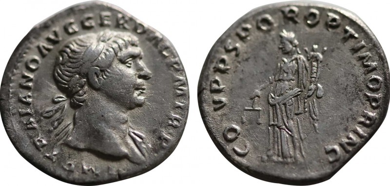 TRAJAN (98-117). Denarius. Rome.
Obv: IMP TRAIANO AVG GER DAC P M TR P.
Laureate...