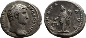 HADRIAN (117-138). Denarius. Rome.
Obv: HADRIANVS AVG COS III P P.
Bare head right.
Rev: MONETA AVG.
Moneta standing left, holding scales and cornucop...