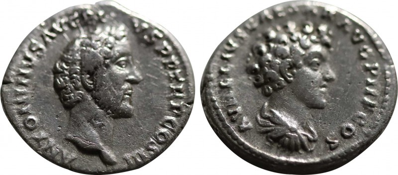 ANTONINUS PIUS with MARCUS AURELIUS as Caesar (138-161). Denarius. Rome.
Obv: AN...