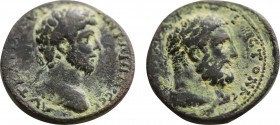 SYRIA, Decapolis. Gadara . Marcus Aurelius. ( 161-180).Ae. Dated CY 225 (AD 161/2).Obv: Laureate and draped . Rev: Bust of Herakles right, lion skin t...