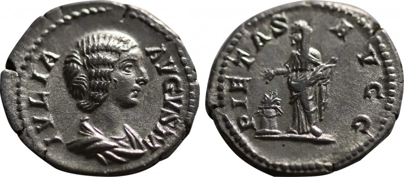 JULIA DOMNA (Augusta, 193-217). Denarius. Rome. Obv: IVLIA AVGVSTA. Draped bust ...