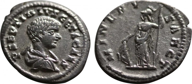 GETA (Caesar, 198-209). Denarius. Laodicea ad Mare.
Obv: P SEPTIMIVS GETA CAES.
...