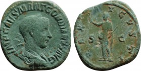 GORDIAN III (238-244). Sestertius. Rome. Obv: IMP CAES M ANT GORDIANVS AVG. Laureate, draped and cuirassed bust right. Rev: PAX AVGVSTI / S - C. Pax s...